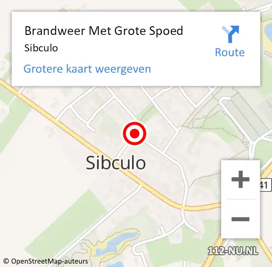 Locatie op kaart van de 112 melding: Brandweer Met Grote Spoed Naar Sibculo op 8 februari 2022 17:40