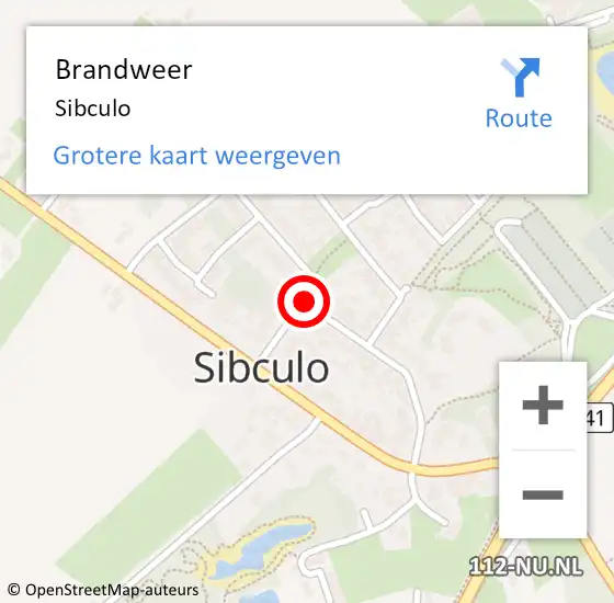 Locatie op kaart van de 112 melding: Brandweer Sibculo op 8 februari 2022 17:41