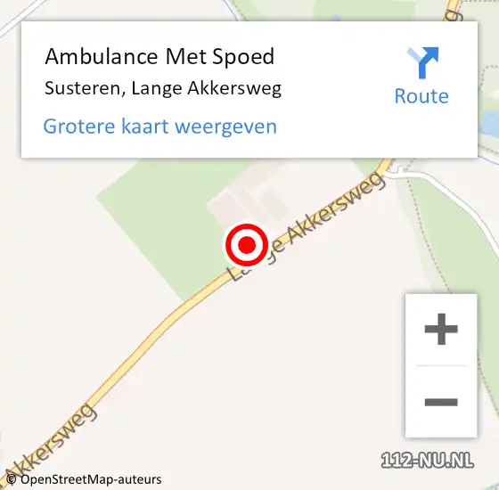 Locatie op kaart van de 112 melding: Ambulance Met Spoed Naar Susteren, Lange Akkersweg op 8 februari 2022 18:18