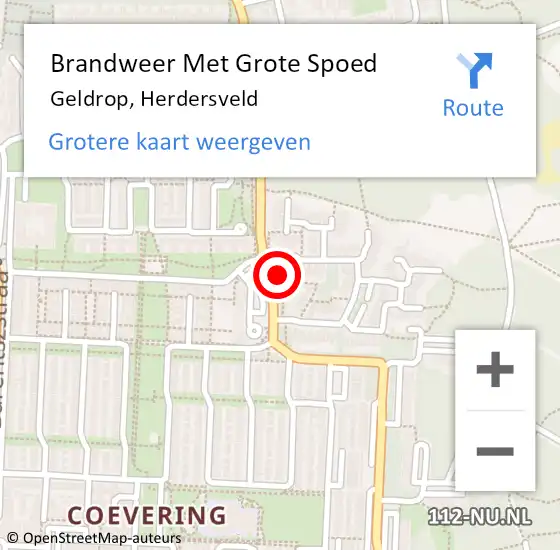 Locatie op kaart van de 112 melding: Brandweer Met Grote Spoed Naar Geldrop, Herdersveld op 8 februari 2022 18:19