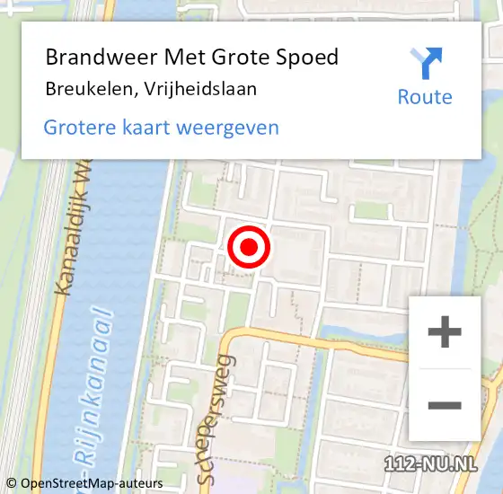 Locatie op kaart van de 112 melding: Brandweer Met Grote Spoed Naar Breukelen, Vrijheidslaan op 8 februari 2022 18:34