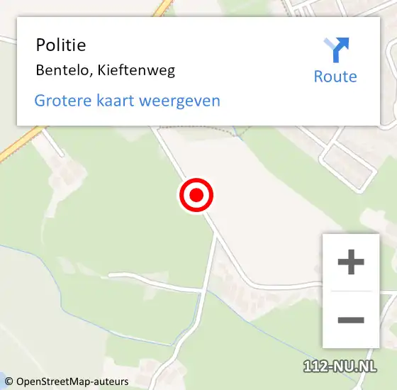 Locatie op kaart van de 112 melding: Politie Bentelo, Kieftenweg op 8 februari 2022 18:37