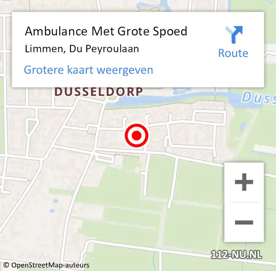 Locatie op kaart van de 112 melding: Ambulance Met Grote Spoed Naar Limmen, Du Peyroulaan op 8 februari 2022 18:41