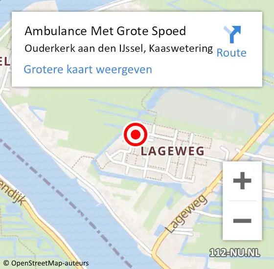 Locatie op kaart van de 112 melding: Ambulance Met Grote Spoed Naar Ouderkerk aan den IJssel, Kaaswetering op 8 februari 2022 18:44