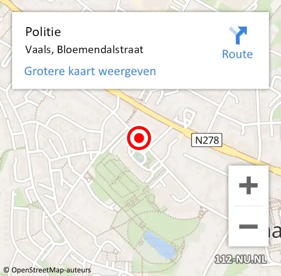 Locatie op kaart van de 112 melding: Politie Vaals, Bloemendalstraat op 8 februari 2022 18:52