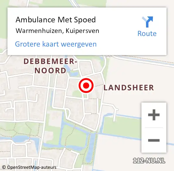 Locatie op kaart van de 112 melding: Ambulance Met Spoed Naar Warmenhuizen, Kuipersven op 8 februari 2022 19:00