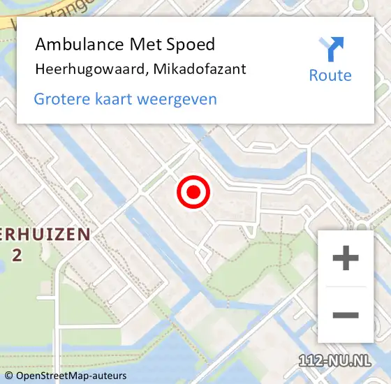 Locatie op kaart van de 112 melding: Ambulance Met Spoed Naar Heerhugowaard, Mikadofazant op 8 februari 2022 19:00