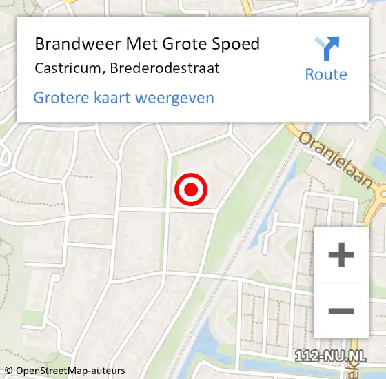 Locatie op kaart van de 112 melding: Brandweer Met Grote Spoed Naar Castricum, Brederodestraat op 8 februari 2022 19:15