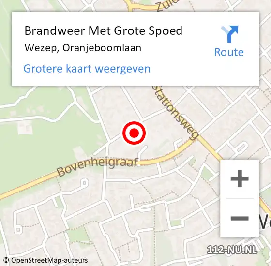 Locatie op kaart van de 112 melding: Brandweer Met Grote Spoed Naar Wezep, Oranjeboomlaan op 8 februari 2022 19:39