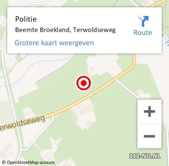 Locatie op kaart van de 112 melding: Politie Beemte Broekland, Terwoldseweg op 8 februari 2022 19:41