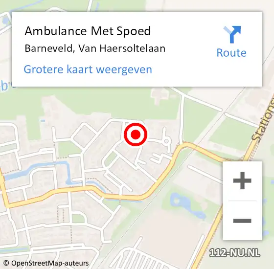 Locatie op kaart van de 112 melding: Ambulance Met Spoed Naar Barneveld, Van Haersoltelaan op 8 februari 2022 19:42