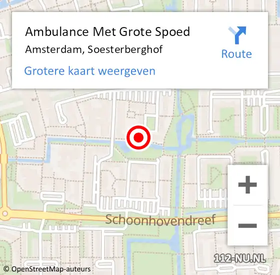 Locatie op kaart van de 112 melding: Ambulance Met Grote Spoed Naar Amsterdam-Zuidoost, Soesterberghof op 8 februari 2022 19:57