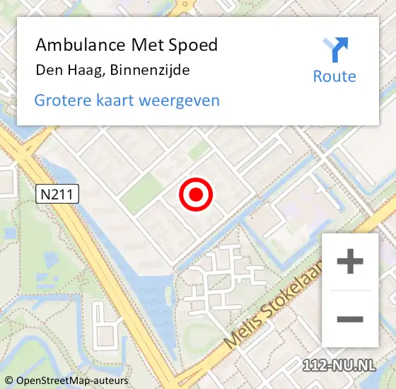 Locatie op kaart van de 112 melding: Ambulance Met Spoed Naar Den Haag, Binnenzijde op 8 februari 2022 20:26