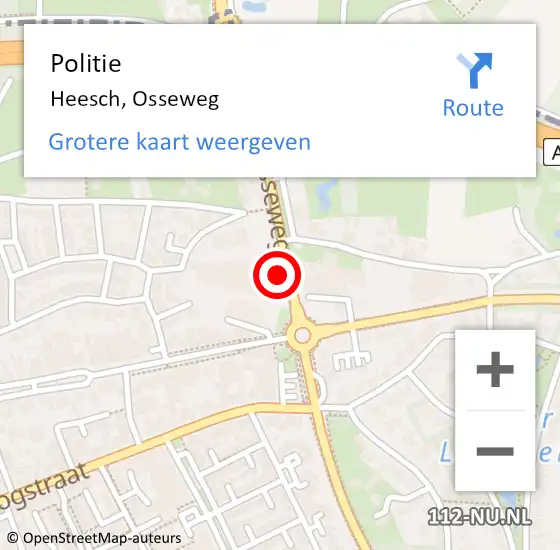 Locatie op kaart van de 112 melding: Politie Heesch, Osseweg op 8 februari 2022 20:36