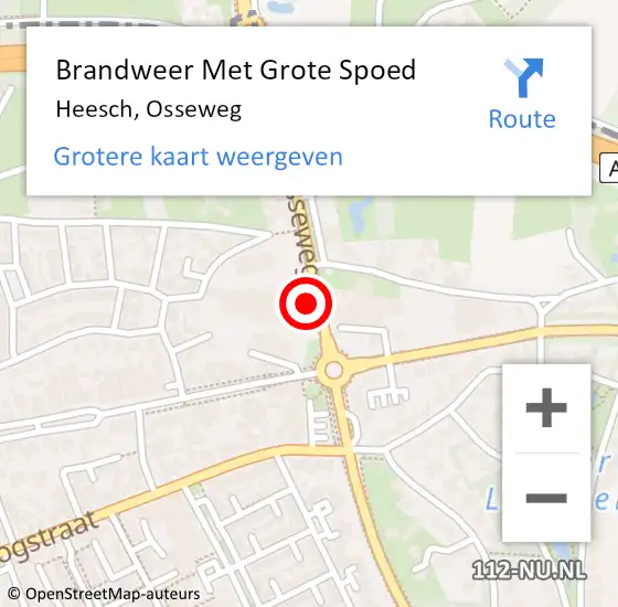 Locatie op kaart van de 112 melding: Brandweer Met Grote Spoed Naar Heesch, Osseweg op 8 februari 2022 20:36