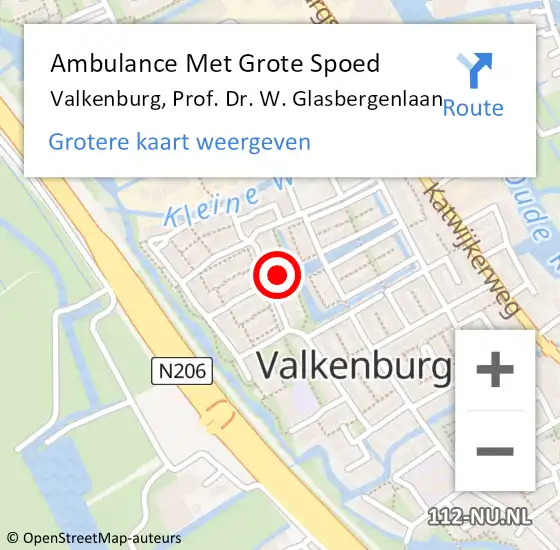 Locatie op kaart van de 112 melding: Ambulance Met Grote Spoed Naar Valkenburg, Prof. Dr. W. Glasbergenlaan op 8 februari 2022 20:48
