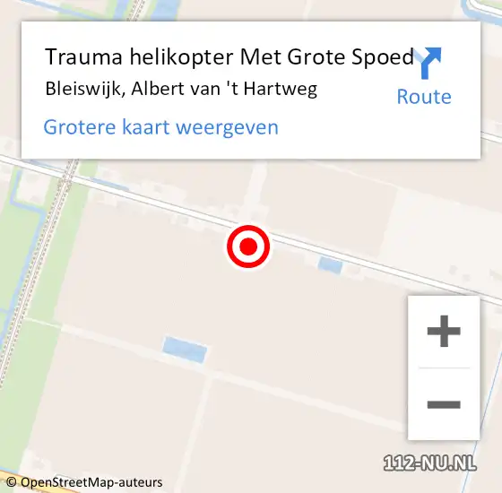 Locatie op kaart van de 112 melding: Trauma helikopter Met Grote Spoed Naar Bleiswijk, Albert van 't Hartweg op 8 februari 2022 21:00