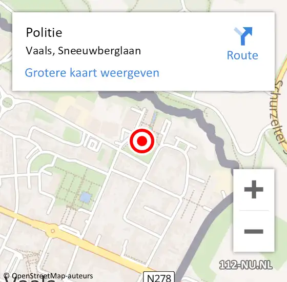Locatie op kaart van de 112 melding: Politie Vaals, Sneeuwberglaan op 8 februari 2022 21:04