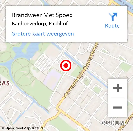 Locatie op kaart van de 112 melding: Brandweer Met Spoed Naar Badhoevedorp, Paulihof op 8 februari 2022 21:07