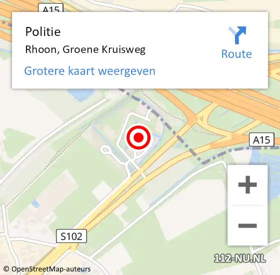 Locatie op kaart van de 112 melding: Politie Rhoon, Groene Kruisweg op 8 februari 2022 21:13