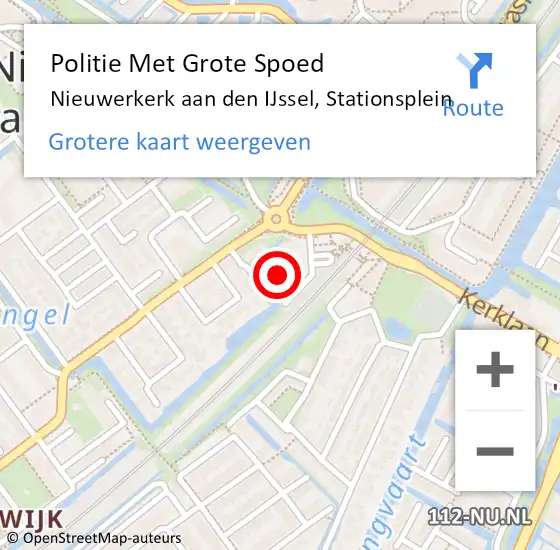 Locatie op kaart van de 112 melding: Politie Met Grote Spoed Naar Nieuwerkerk aan den IJssel, Stationsplein op 8 februari 2022 21:24