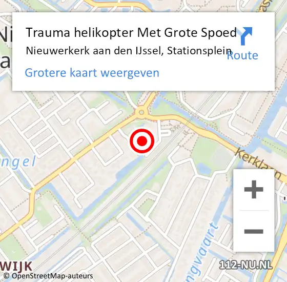 Locatie op kaart van de 112 melding: Trauma helikopter Met Grote Spoed Naar Nieuwerkerk aan den IJssel, Stationsplein op 8 februari 2022 21:27