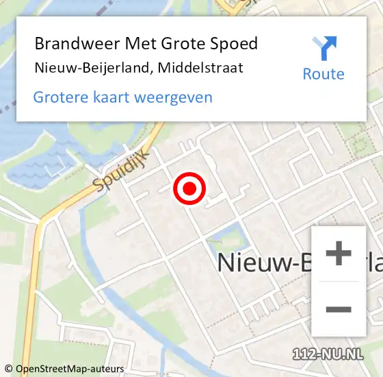 Locatie op kaart van de 112 melding: Brandweer Met Grote Spoed Naar Nieuw-Beijerland, Middelstraat op 8 februari 2022 21:31