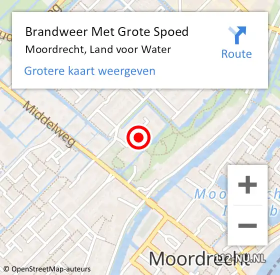 Locatie op kaart van de 112 melding: Brandweer Met Grote Spoed Naar Moordrecht, Land voor Water op 8 februari 2022 21:40