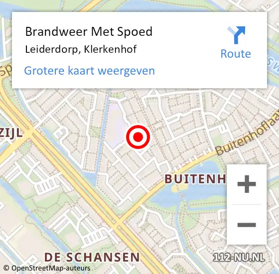 Locatie op kaart van de 112 melding: Brandweer Met Spoed Naar Leiderdorp, Klerkenhof op 8 februari 2022 21:52