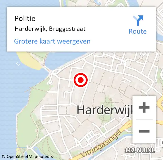 Locatie op kaart van de 112 melding: Politie Harderwijk, Bruggestraat op 8 februari 2022 22:28