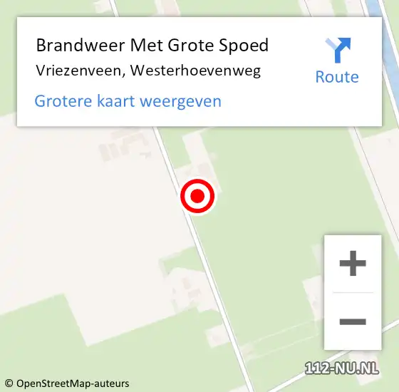 Locatie op kaart van de 112 melding: Brandweer Met Grote Spoed Naar Vriezenveen, Westerhoevenweg op 8 februari 2022 22:36