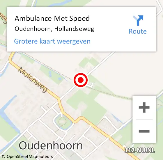 Locatie op kaart van de 112 melding: Ambulance Met Spoed Naar Oudenhoorn, Hollandseweg op 8 februari 2022 22:42