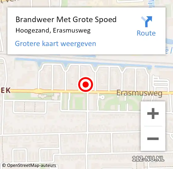 Locatie op kaart van de 112 melding: Brandweer Met Grote Spoed Naar Hoogezand, Erasmusweg op 8 februari 2022 22:47