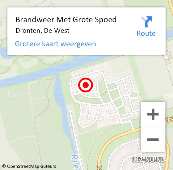 Locatie op kaart van de 112 melding: Brandweer Met Grote Spoed Naar Dronten, De West op 8 februari 2022 23:02