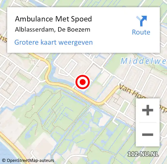 Locatie op kaart van de 112 melding: Ambulance Met Spoed Naar Alblasserdam, De Boezem op 9 februari 2022 00:12