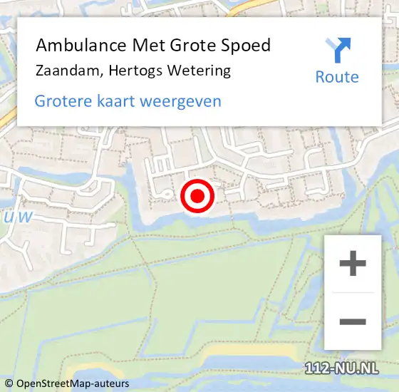 Locatie op kaart van de 112 melding: Ambulance Met Grote Spoed Naar Zaandam, Hertogs Wetering op 9 februari 2022 00:41