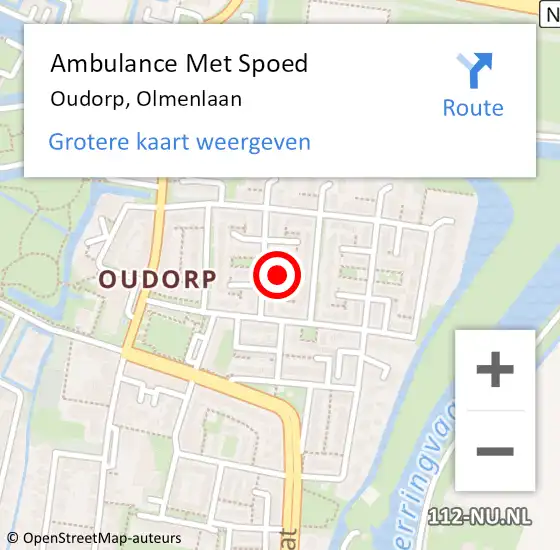 Locatie op kaart van de 112 melding: Ambulance Met Spoed Naar Oudorp, Olmenlaan op 9 februari 2022 00:44