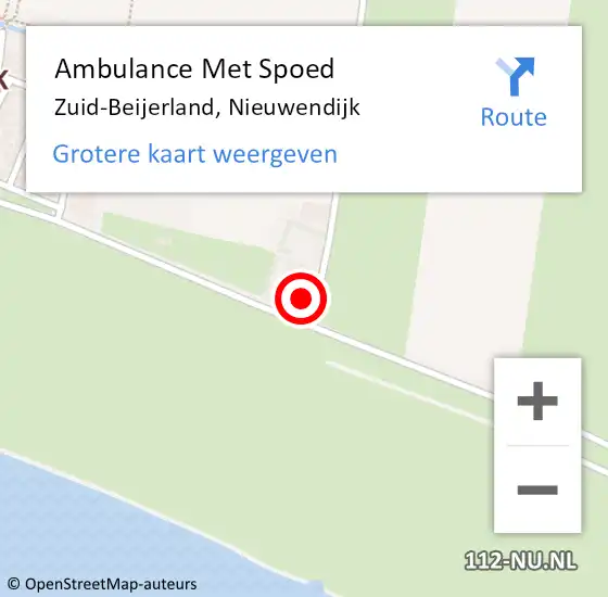 Locatie op kaart van de 112 melding: Ambulance Met Spoed Naar Zuid-Beijerland, Nieuwendijk op 9 februari 2022 01:52