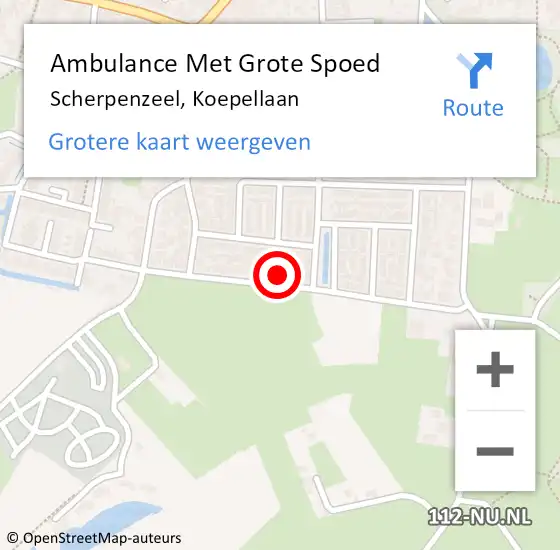 Locatie op kaart van de 112 melding: Ambulance Met Grote Spoed Naar Scherpenzeel, Koepellaan op 9 februari 2022 02:02