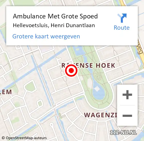 Locatie op kaart van de 112 melding: Ambulance Met Grote Spoed Naar Hellevoetsluis, Henri Dunantlaan op 9 februari 2022 05:49