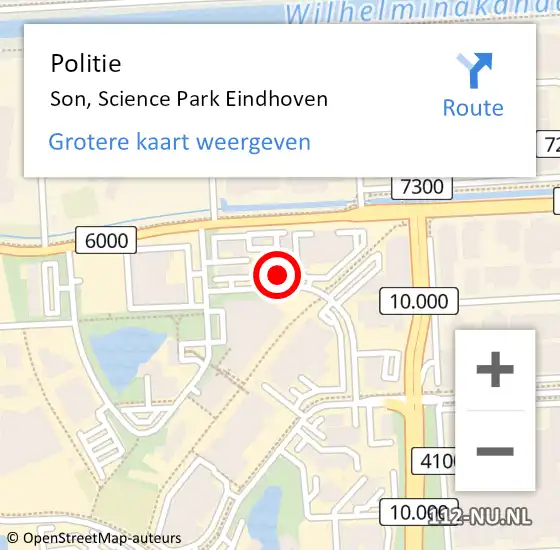 Locatie op kaart van de 112 melding: Politie Son, Science Park Eindhoven op 9 februari 2022 05:52