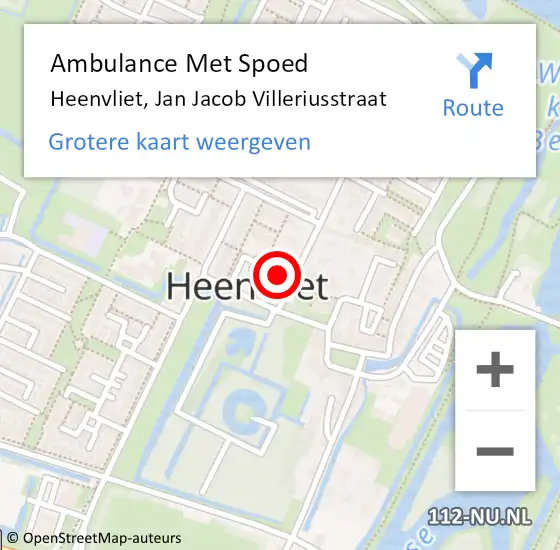 Locatie op kaart van de 112 melding: Ambulance Met Spoed Naar Heenvliet, Jan Jacob Villeriusstraat op 9 februari 2022 05:59