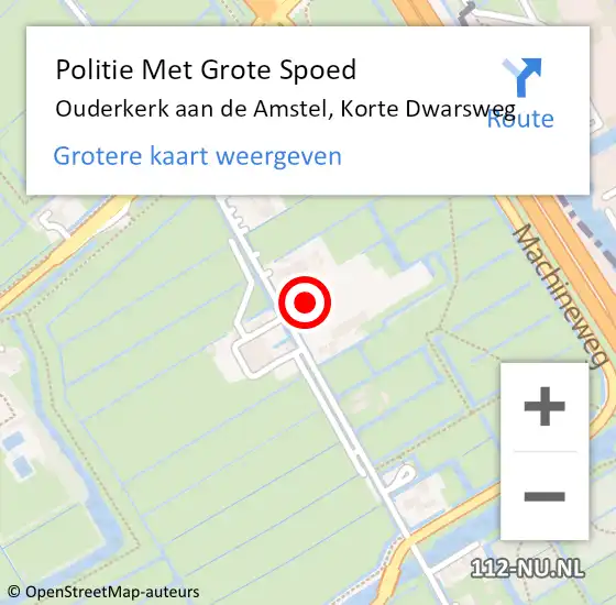 Locatie op kaart van de 112 melding: Politie Met Grote Spoed Naar Ouderkerk aan de Amstel, Korte Dwarsweg op 9 februari 2022 06:16