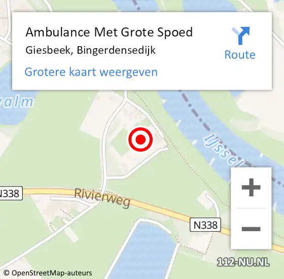 Locatie op kaart van de 112 melding: Ambulance Met Grote Spoed Naar Giesbeek, Bingerdensedijk op 9 februari 2022 06:18