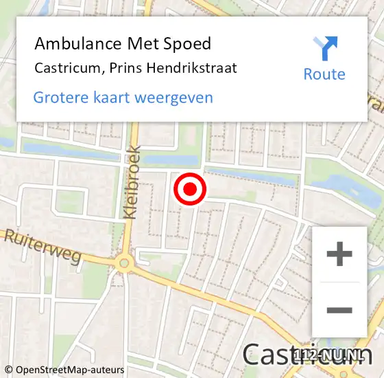 Locatie op kaart van de 112 melding: Ambulance Met Spoed Naar Castricum, Prins Hendrikstraat op 9 februari 2022 06:20