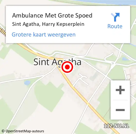 Locatie op kaart van de 112 melding: Ambulance Met Grote Spoed Naar Sint Agatha, Harry Kepserplein op 9 februari 2022 06:37