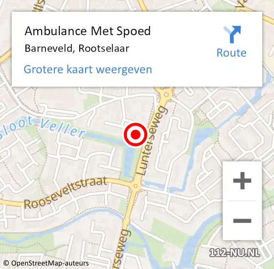 Locatie op kaart van de 112 melding: Ambulance Met Spoed Naar Barneveld, Rootselaar op 9 februari 2022 06:58