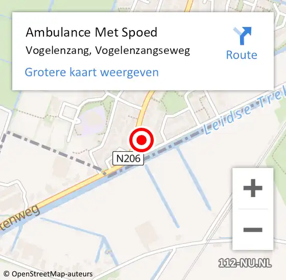 Locatie op kaart van de 112 melding: Ambulance Met Spoed Naar Vogelenzang, Vogelenzangseweg op 9 februari 2022 07:02