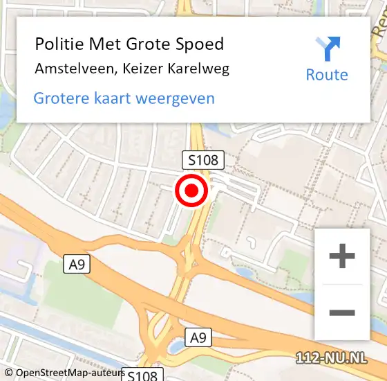 Locatie op kaart van de 112 melding: Politie Met Grote Spoed Naar Amstelveen, Keizer Karelweg op 9 februari 2022 07:09