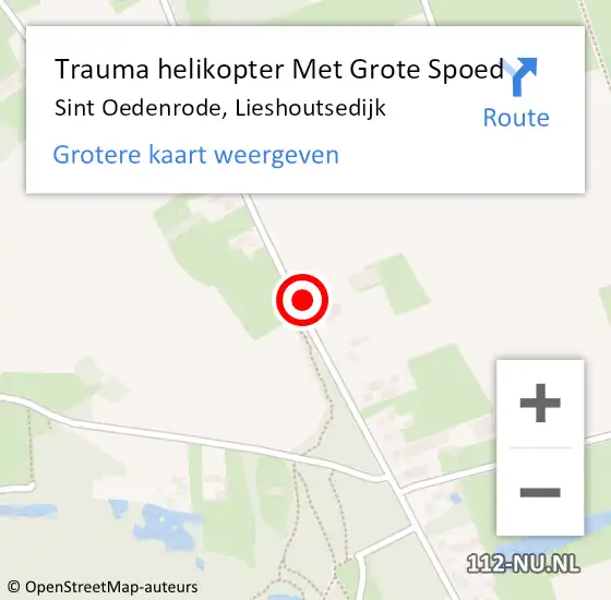 Locatie op kaart van de 112 melding: Trauma helikopter Met Grote Spoed Naar Sint Oedenrode, Lieshoutsedijk op 9 februari 2022 07:13
